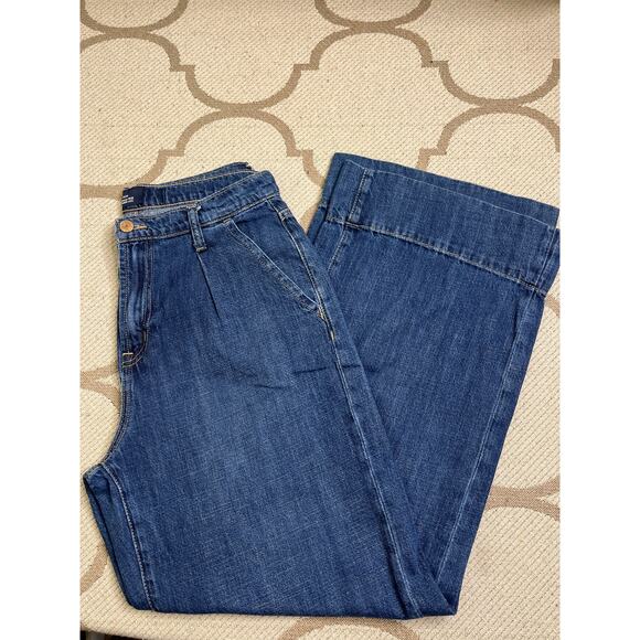 GAP denim high rise wide leg pleated front Trouser jeans, size 8/ 29 Long - Picture 1 of 11